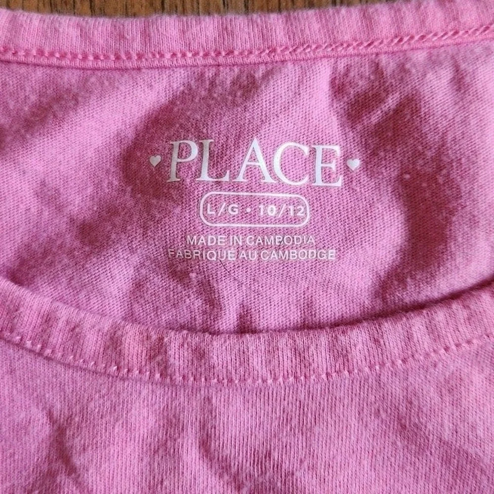 The Childrens Place Girls Pink Sequin Star Rainbow Muscle Tee Shirt L 10/12 633